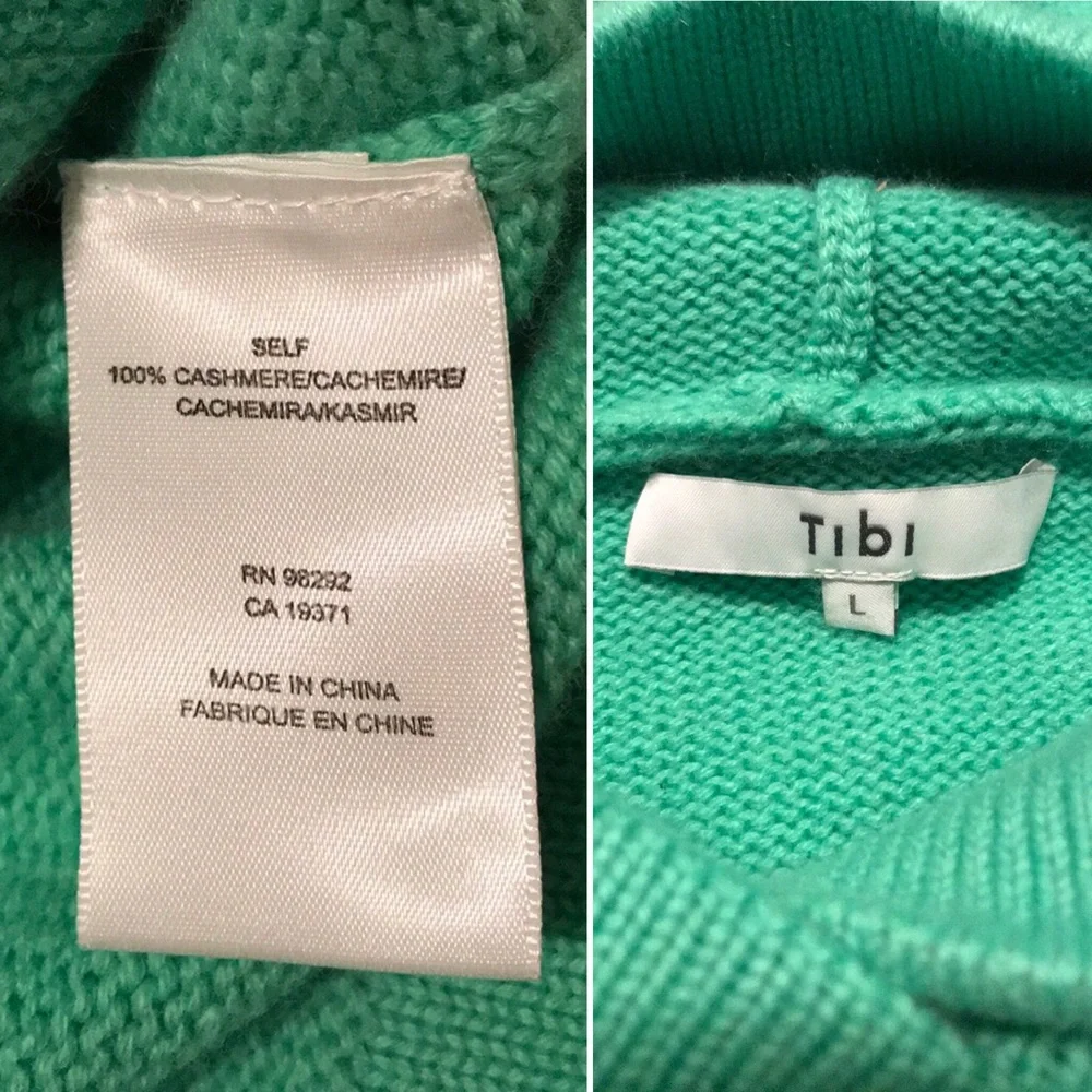 Tibi Cashmere Women’s Blouson Green Hooded Sweater - Picture 3 of 8